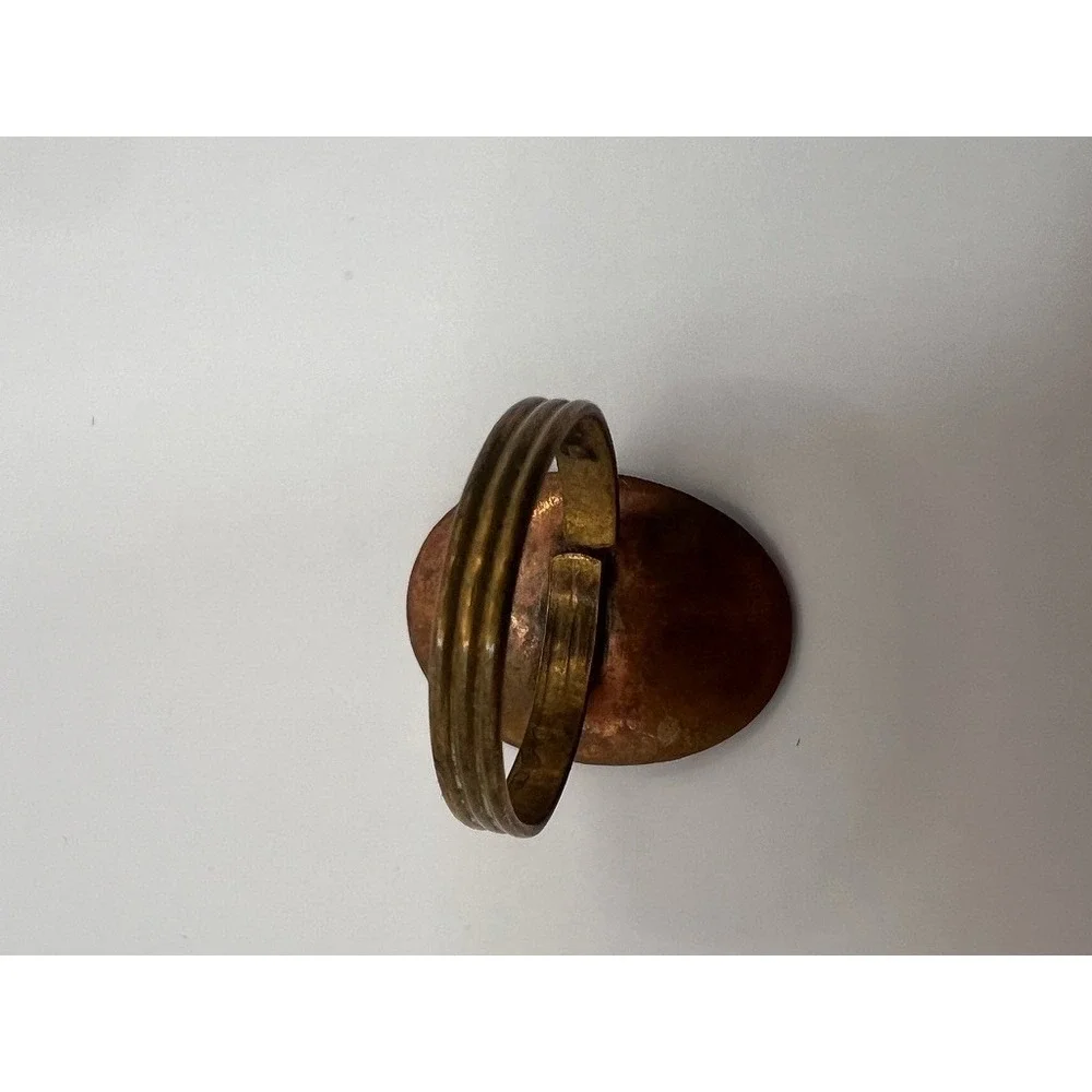 Copper Brass Ring‎ Signet Style Rustic Boho Medieval Adjustable Artisan Earthy